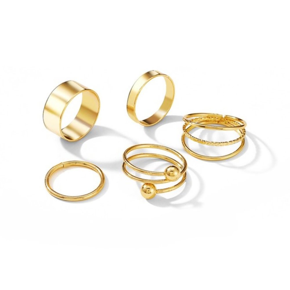 New 5 Piece Gold Ring Set, Ships in 1-2 Business Days